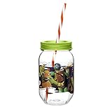 Zak! Designs Tritan Mason Jar Tumbler with Screw-on Lid and Straw featuring Teenage Mutant Ninja Turtles Graphics, Break-resistant and BPA-free Plastic, 19 oz.