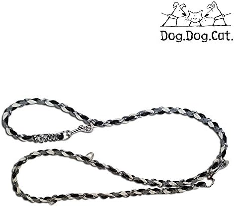 Paracord double ended Versatile hands-free dog walking or training leash (6 foot adjustable,Grey/Glow/Reflective)
