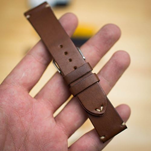 Hannson Leather Watch Band 22mm 115/75 Medium (Dark Brown With Minimal Stitching)