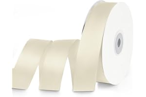 Quhora 1" x 50 Yards Satin Ribbon - Ivory Silk Ribbon with Spool - Ideal for Gift Wrapping, Floral Bouquets, Crafts, Wedding Party Decorations, Christmas and Sewing Projects