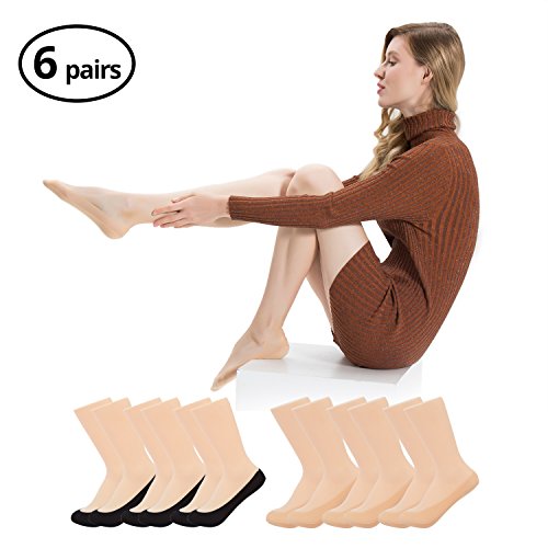 HBY  Loafer Liner Womens Casual No-Show/None Slip Hidden Socks, 6 pairs