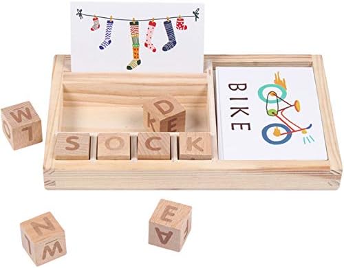 ForgetMe Wooden Puzzles for Kids, English Spelling Alphabet Letter Game, Early Learning Educational Toy, Kids Jigsaw Puzzle, Cube Blocks Storage Box, Wooden Mind Game Puzzles for Kids