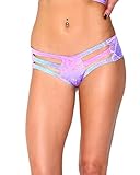 iHeartRaves Disco Party Micro Cut Out Rave Booty Shorts (Small/Medium, Cotton Kandi)