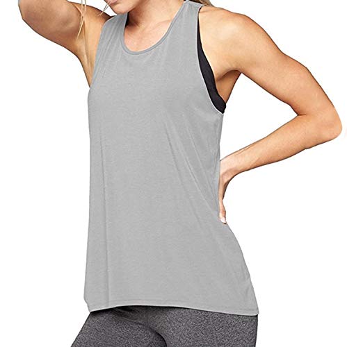 Inverlee Women Training Yoga Gym Waistcoat Blouses Running Jogger Sport Vest Tops Gray