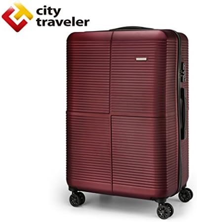 Suitcase by City Traveler - Lightweight, Anti-scratch Luggage - Durable ABS Material, 360 Spinner Wheel, and TSA (24", Burgundy Red)