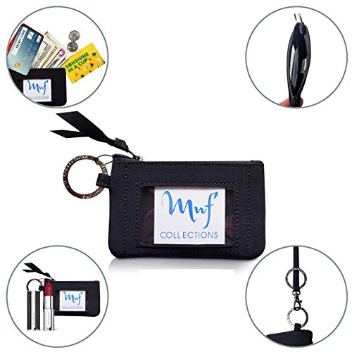 MNF Collections Zip ID Case with Lanyard- Badge ID Holder with Wallet for Cash, Cards, Coin - Durable Strap, Zippers & Keyring, Key Lock - Microfiber Cotton Cobalt Blue