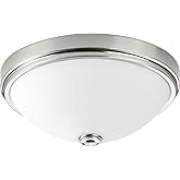 Progress Lighting 1-Light 13" LED Linen Glass Flush Mount, Indoor, P350006-009-30, Brushed Nickel