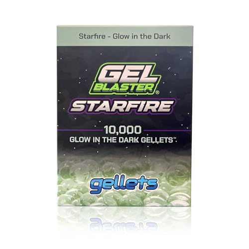 Gel Blaster Starfire - 10.000 gellets - Municion de Repuesto Oficial para lanzadores de Gel Starfire - Rondas nocturnas activadas por Rayos UV Que Brillan en la Oscuridad - Mayor Rendimiento de