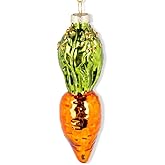 The Bridge Collection 4" Glass Carrot Ornament - Bright Orange Vegetable Christmas Ornament for Garden or Health Food Decor