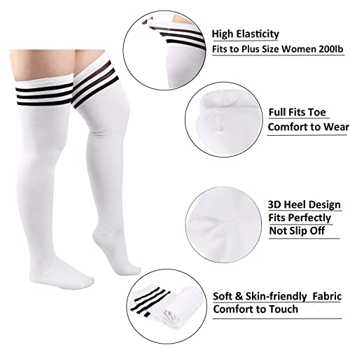 YELAIVP Plus Size Thigh High Socks Extra Large Stripe Over Knee High