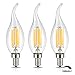 CRLight 6W Dimmable LED Filament Candle Light Bulb, 3200K Soft White 600LM, E12 Candelabra Base Lamp, C35 Flame Shape Bent Tip, 60W Incandescent Equivalent, 3 Pack