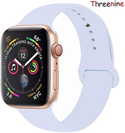 Threenine for Apple Watch Band, Durable Soft Silicone iWatch Strap Replacement Sport Band for Apple Watch Band Series 4 Series 3 Series 2 Series 1 Sport, Edition (Light Purple, 40mm(38mm) S/M)