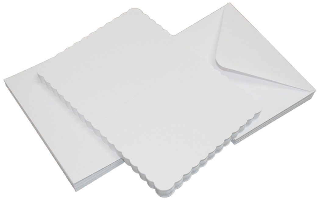 Craft UK 837 C6 Scalloped Card and Envelope Pack of 50 - White 182 x 274 x 0.64 cm — image 1