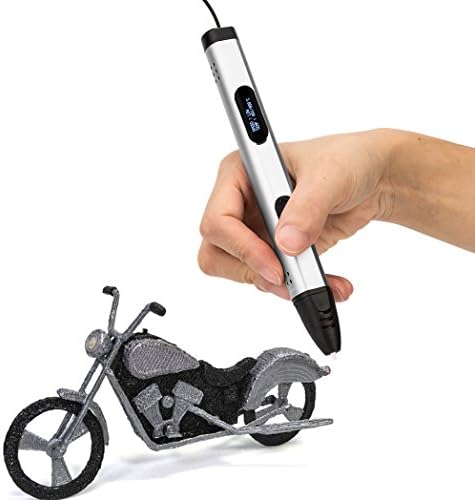 EFORINK 3D Pen PLA/ABS Compatible Aluminium Alloy Slim Design with LCD Screen Adjustable Speed and Temperature Setting (3D Pen - PLA/ABS - Silver)