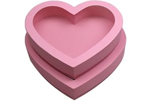 MANOCZY 10"Cardboard Heart Shaped Mache Flowers Packaging Strawberries Sweets Gift Box with Clear Lid Set of 2(L/M) (Pink, Heart Shaped)