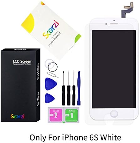 Skerzi LCD Display For iPhone 6S 4.7inch LCD Screen Replacement Kit Digitizer Touch Screen with Frame Display Assembly with 3D Touch and Repair Tools (White) …