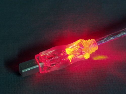 QVS 3-Feet USB 2.0 Translucent Lighted Cable with Red LEDs (CC2209C-03RDL)