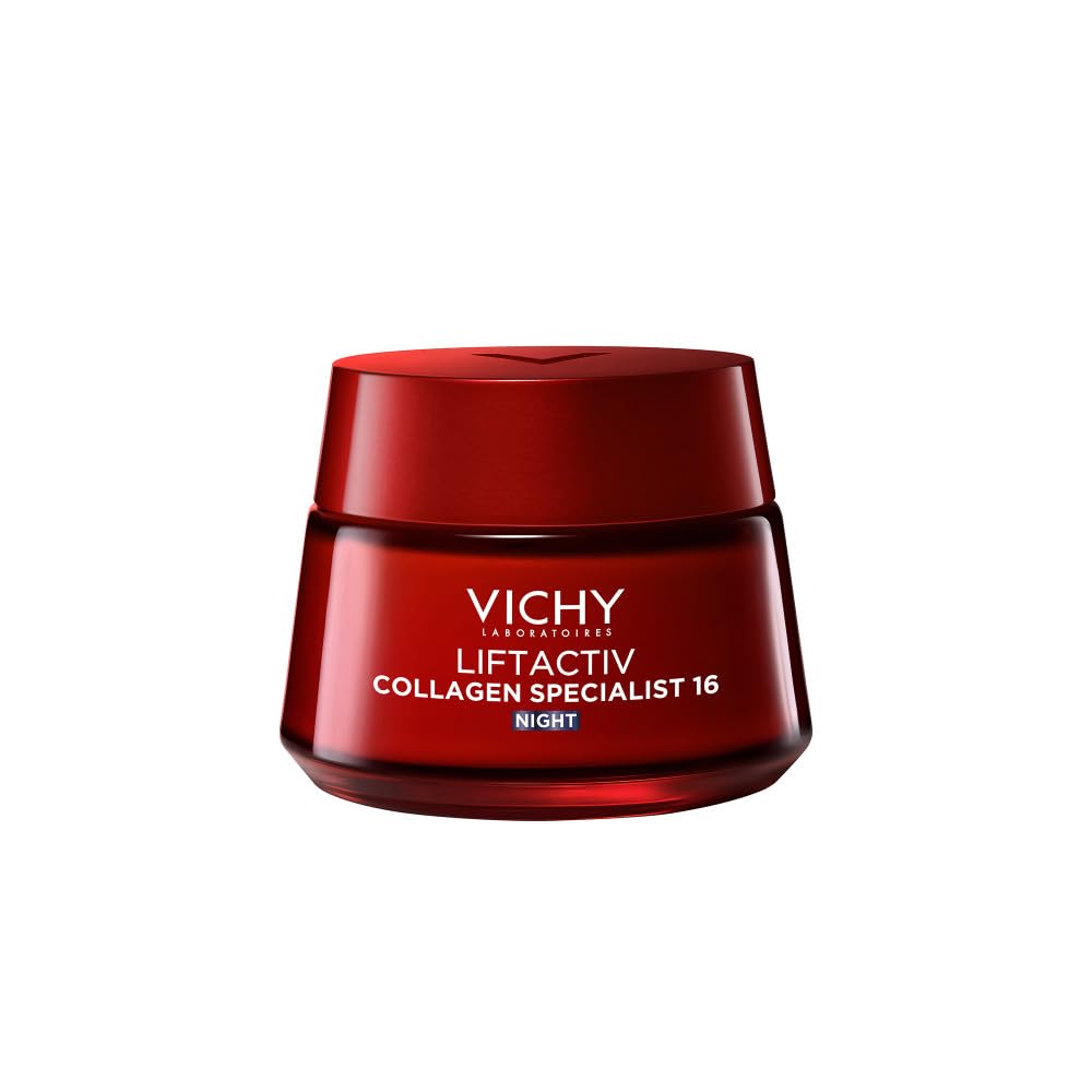 Vichy Liftactiv Collagen Specialist 16 Anti-Aging Night Cream, With 3x More Bio-Peptides, Rhamnose, & Maitake, Moisturiser for Reducing Finelines & Wrinkles for All Skin Types, 50ml