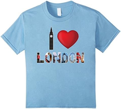 Kids I Love London Travel Tourist Tshirt UK World Tees 10 Baby Blue
