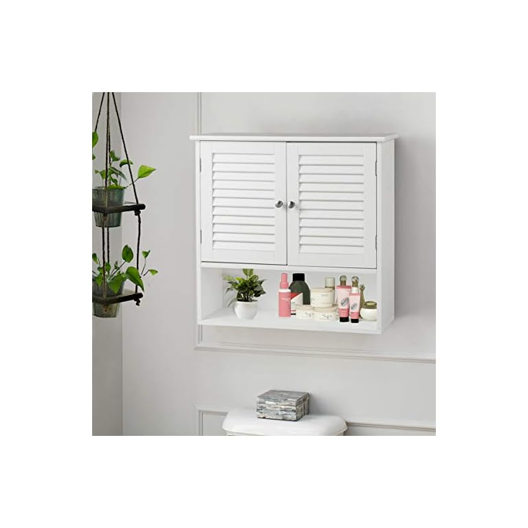 Tangkula Wall Hanging Bathroom Medicine with Double