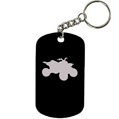 Personalized Engraved Custom Atv 2-inch Colored Anodized Aluminum Customizable Keychain Dog Tag, Black