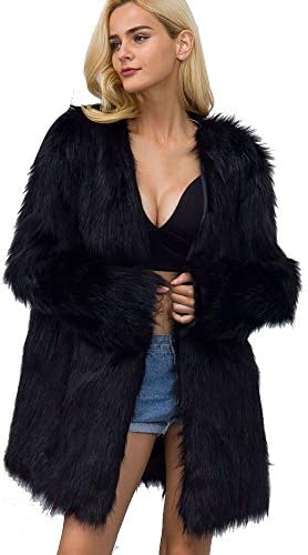 Women Faux Fur Ostrich Feather Soft Fur Coat Jacket Fluffy Winter Xmax