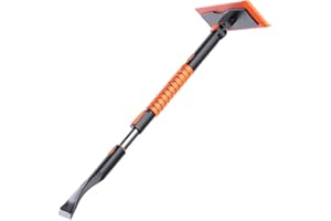 Foam Snow Brush for Cars/Trucks/SUVs with Ice Scraper, Extendable Telescopic Snow Broom, Heavy Duty Snow Broom, 1 Year Warran