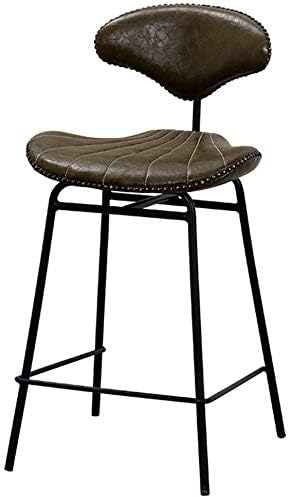Beakjiful Bar Stools Industrial Bar Stools Breakfast Kitchen Bistro High Footrest Faux Leather Seat, Vintage Rustic Pub Counter Height Chair Barstools with Metal Leg and Backrest
