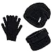 Fostoy Men's Winter Hat, Winter Knit Warm Beanie Hat, Soft Comfortable Hat Scarf Set for Men and Women with Fleece Lining (Black)