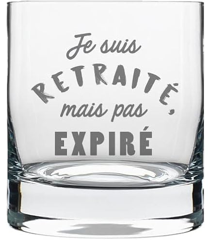 Engraved Beer Glass - “Je Suis Retraité, Mais Pas Expiré” Funny Retirement Gift, 20oz