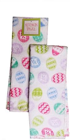 Easter Spring Kitchen Towel Set 2 Pack Decorated Eggs