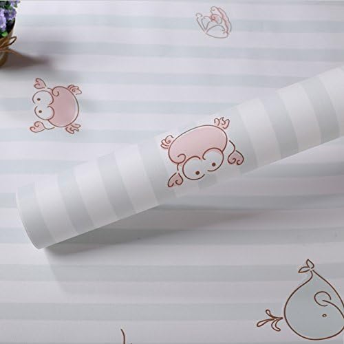 Loaest 8M Sea World Cute Animal 3D Cartoon Self Adhesive Pink Blue Girl Boy Children Wallpaper Roll For Kids Room Walls, Xqz025, 0.6X8M