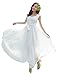 ilishop Women's Sleeveless Pleated Prom Party Chiffon Hot Summer Long Dress White M