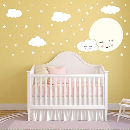 Pleine Lune Avec Des Nuages Etoiles Sticker Enfants Pepiniere Chambres Amovible Stickers Muraux Vinyle Bebe Chambre Enfants Decoration Mur Decorations Murales Stickers Muraux Napravi Rs