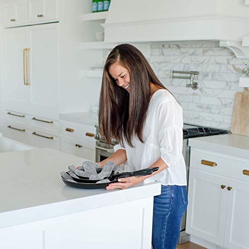 MISHKA Home Pot Pan Protectors for Stacking (P3GRAY) Plush Thick