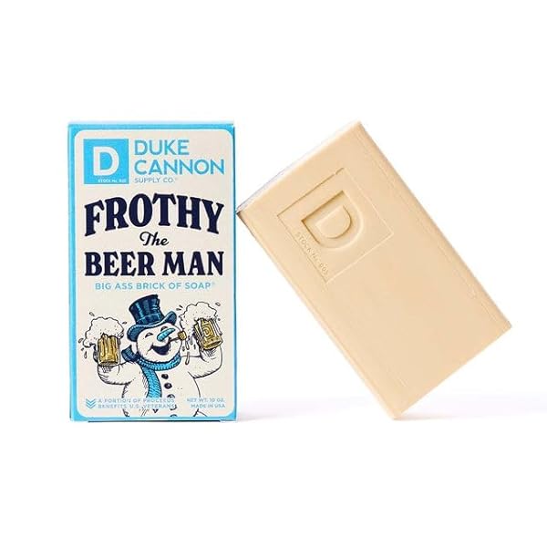 DUKE CANNON SUPPLY CO. BIG BRICK OF SOAP BAR FOR MEN HOLIDAY EDITION | FROTHY THE BEER MAN (WOODSY SANDALWOOD SCENT) | EXTRA LARGE, LONG-LASTING | PARABEN & CRUELTY-FREE | MADE IN USA | 10 OZ (1 PACK)