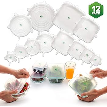 True Nature Silicone Stretch Food Covers 12-Pack | 100% Platinum Food Grade Silicone | BPA-Free | Flexible, Reusable, Durable & Expandable | Eco-Friendly Bowl Lids | Microwave, Oven & Dishwasher Safe