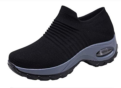 Womens Running Sports Shoes Air Shock Absorbing Mesh Lightweight Breathable Gym Walking Sneakers Breathable Slip On Trainers