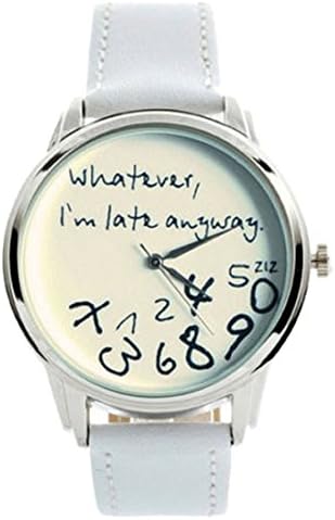Cute White Whatever I ' m Late Anyway Digital English Belt Watch