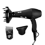 BERTA Professional Hair Dryer 1875W Negative Ions Hair Blow Dryer Far Infrared Heat 2 Speed and 3 Heat Setting, Concentrator Nozzle, Diffuser & Straightening Comb Pik AC Motor (Uptaded)