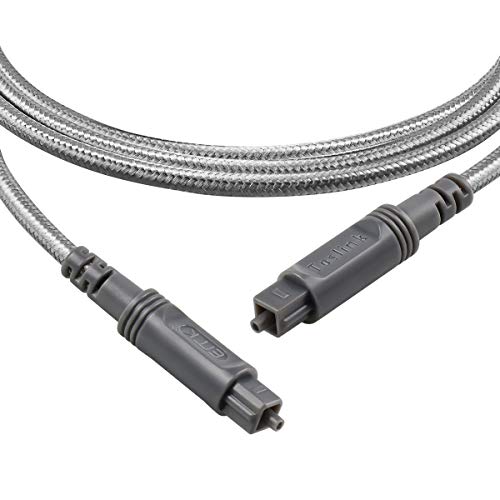 Optical Audio Cable Digital Toslink Cable 6.6ft - [ Ultra-Durable Nylon Braided Jacket ] Slim Flexible and Durable Fiber Optic Cord for Home Theater, Sound bar, TV, PS4, Xbox and More