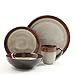 Gibson Couture Bands Reactive Glaze Dinnerware Set, 16 piece, Red and Cream