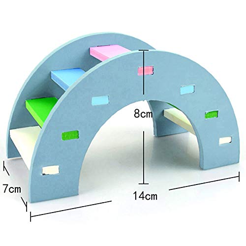 succeedtop Chinchilla Hedgehog Guinea Pig Toys Accessories Cage Toys House Supplies Habitat Ferret Rat Hamster Toys Rainbow Bridge Guinea Pig Hamster Wooden Toy Physical Training Toys (L, Green)