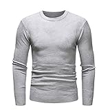 Sunhusing Men's Casual Round Neck Solid Color Knit