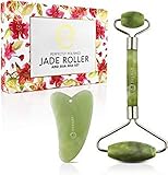 J'ade UPGRADED Durable Jade Face Roller with Gua Sha for Slimming and Reducing Skin Wrinkles Massage & Firming Rejuvenate Tool GREAT for Eyes and Neck 100% Natural - by Fushay.