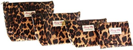 4 Pack Cute Waterproof Travel Toiletry Organizer Bag Cosmetic Bags Set for Women,girls (Leopard)