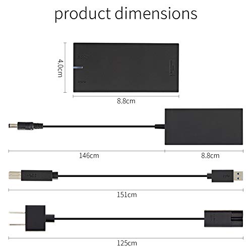 Xbox Kinect Adapter for Xbox One S Xbox One X Kinect 2.0 Sensor and Windows PC Interactive APP Program Development Adapter Power Supply Connect to PC Via USB 3.0