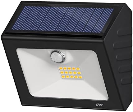 Solar Lights Motion Sensor, High Brightness 15 LED Wireless Waterproof Solar Powered Security Light Flood Lights with Unique Reflector for Gate, Patio, Yard, Garden, Driveway, Fence (Black)