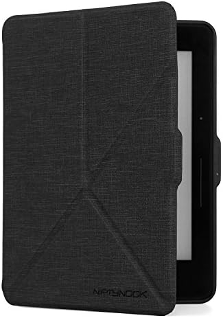 NIFTYNOOK Leather Origami Stand Case for Amazon Kindle Voyage (2014) w/Auto Sleep/Wake funtion, Black