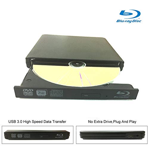 USB 3.0 Blu-ray Player/DVD Burner with 3D 4K Blu-ray Disc Player,Portable USB 3.0 Blu Ray DVD Burner Player Writer Reader Disk for Laptop, Windows 7/8/10,Linxus,Mac OS (Black)
